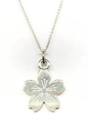 Silver Sakura Blossom Pendant Necklace - Women Jewelry